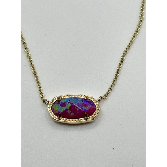 Kendra Scott Elisa Gold-Plated Necklace With Iridescent Opal Stone Pendant - Picture 3 of 6